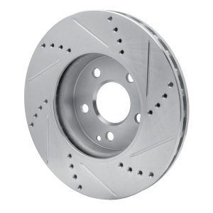 Mercedes-Benz E320 Brake Rotor (1) - Front Left - R1 Concepts - Drilled & Slotted - Silver - `03-`09